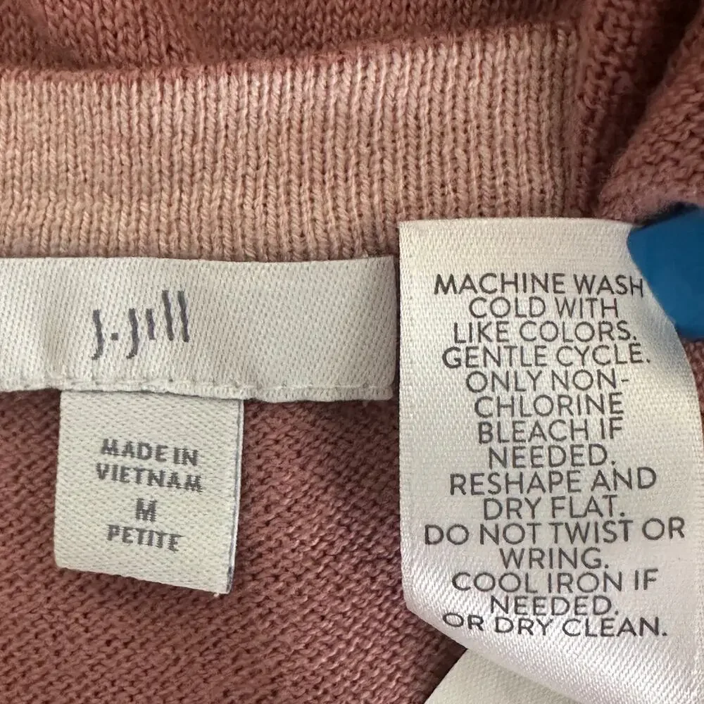 J Jill Cotton Blend Sweater Medium Petite Blush Pink Oversized EUC Soft Girl
